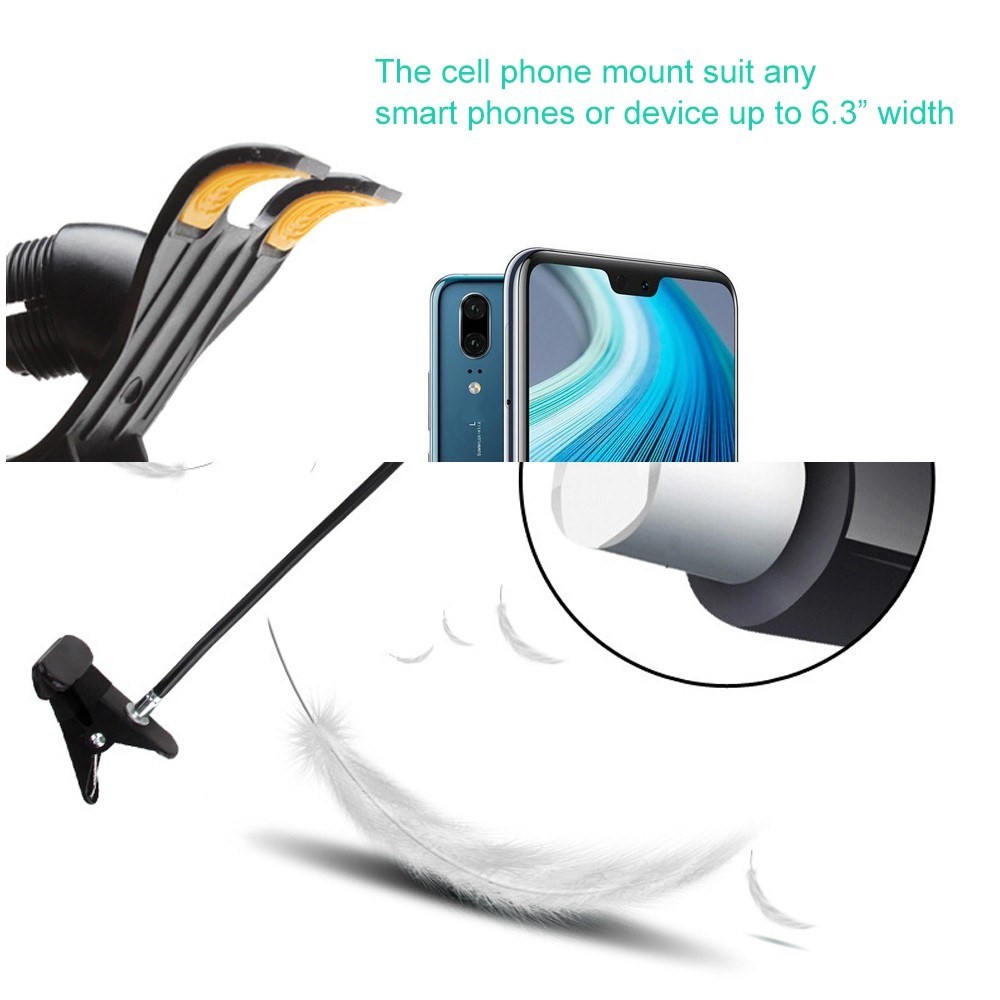 Lazy Phone Holder Handys Clip-Stand Hantreefree-Schwanenhals Rotierende Halterung Für Bis Zu 6,3 Zoll Geräte - Schwarz-5