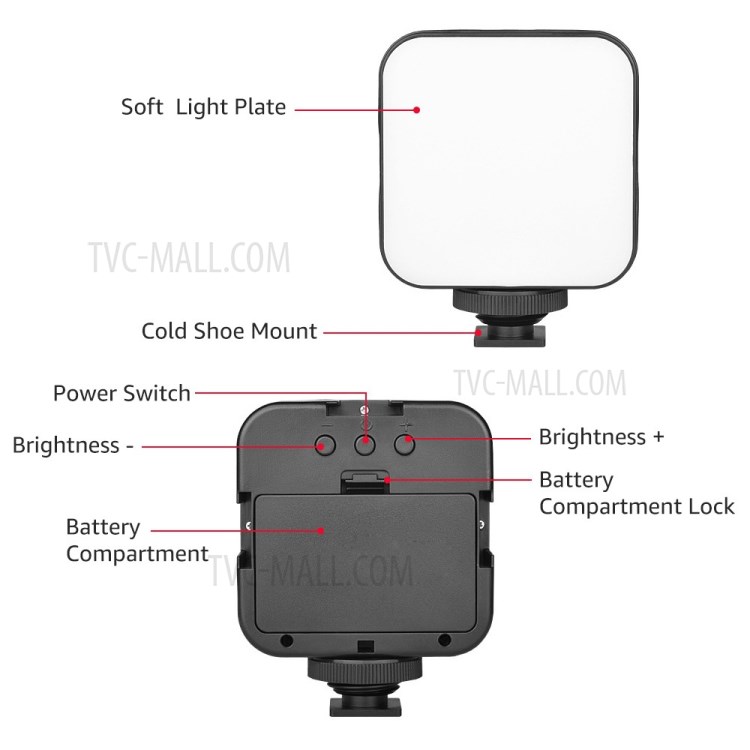 Mini Kit De Iluminação De Videoconferência Com 5W Dimmable 6500K LED Luz 3 Montagens De Sapato Frio + Montagem De Copo De Sucção-5