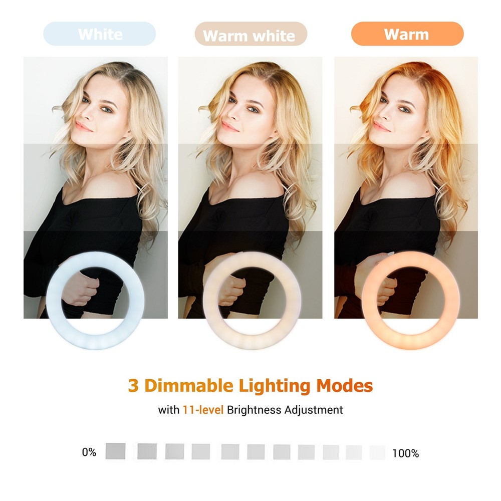 6.3 Pulgadas 2700K-5500K Luz de Video Anillo de Selfie Con Soporte de Abrazadera Para la Enseñanza en Línea Grabación de Video de Maquillaje Vapor en Vivo