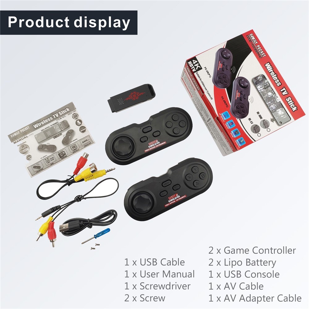 Console di Gioco a 16 Bit a 2,4 Ghz Controller di Gioco Wireless Controller a Doppio Pacco Retrò Gamepad Joystick Full Speed ​​70 Fotogrammi Regalo Per Bambini Adulti Ragazzi Ragazze