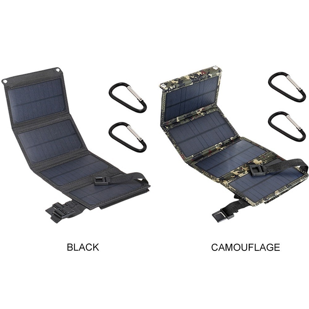 5 v 10W USB Solar Ladegerät Tragbare Wasserdichte Von Solar -batterie -ladegerät USB -telefonladeanladung Mit 4 Sonnenkollektoren - Schwarz