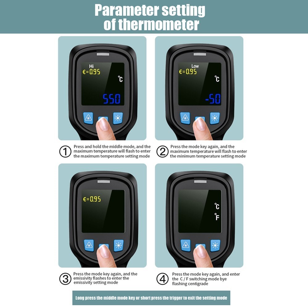 MESTEK IR03A -50 to 400 Degree Handheld Infrared Thermometer Non-Contact Digital Laser Industrial IR Temperature Tester with LCD Display-28