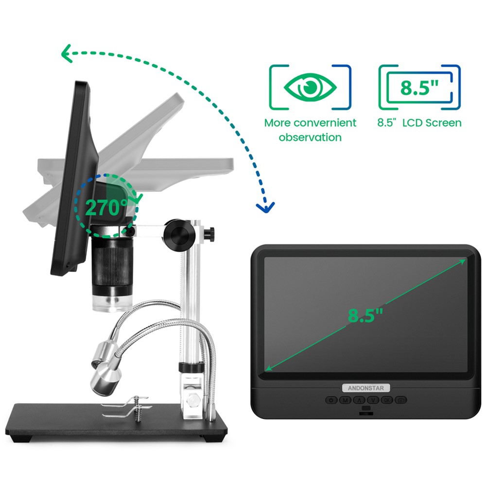 ANDONSTAR AD208 8.5 Inch LCD Screen 5X-1200X Digital Microscope Adjustable Microscope for Repairing (Battery Included)-5