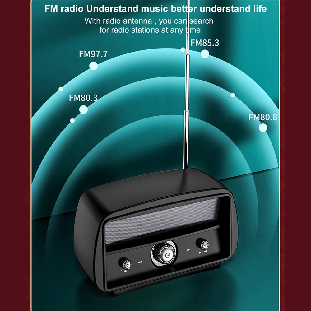 JY-68 BT Беспроводной Динамик FM Radio Subwoofer Stereo Music Player Sound Box - Черный-5