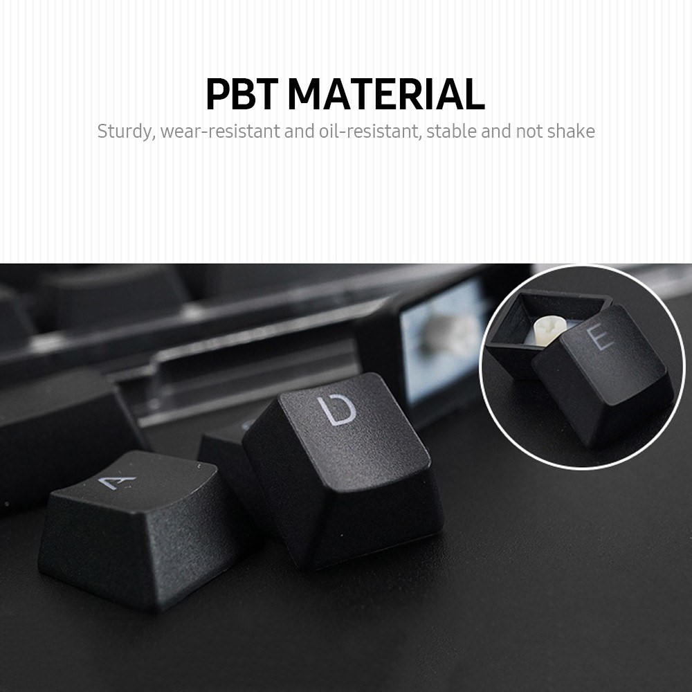 Para Teclado Mecânico 104 Teclas De Moldagem Por Injeção PBT Keycap Conjunto - Preto