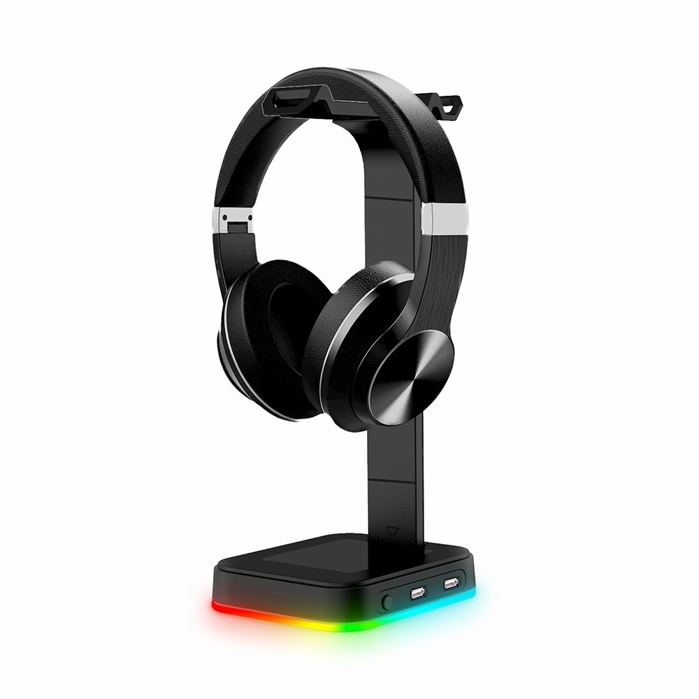 Supporto Per Cuffie Per Cuffie da Gioco RGB Hub Per Cuffie Staccabili da 2 in 1 Con 2 Porte di Caricabatterie USB