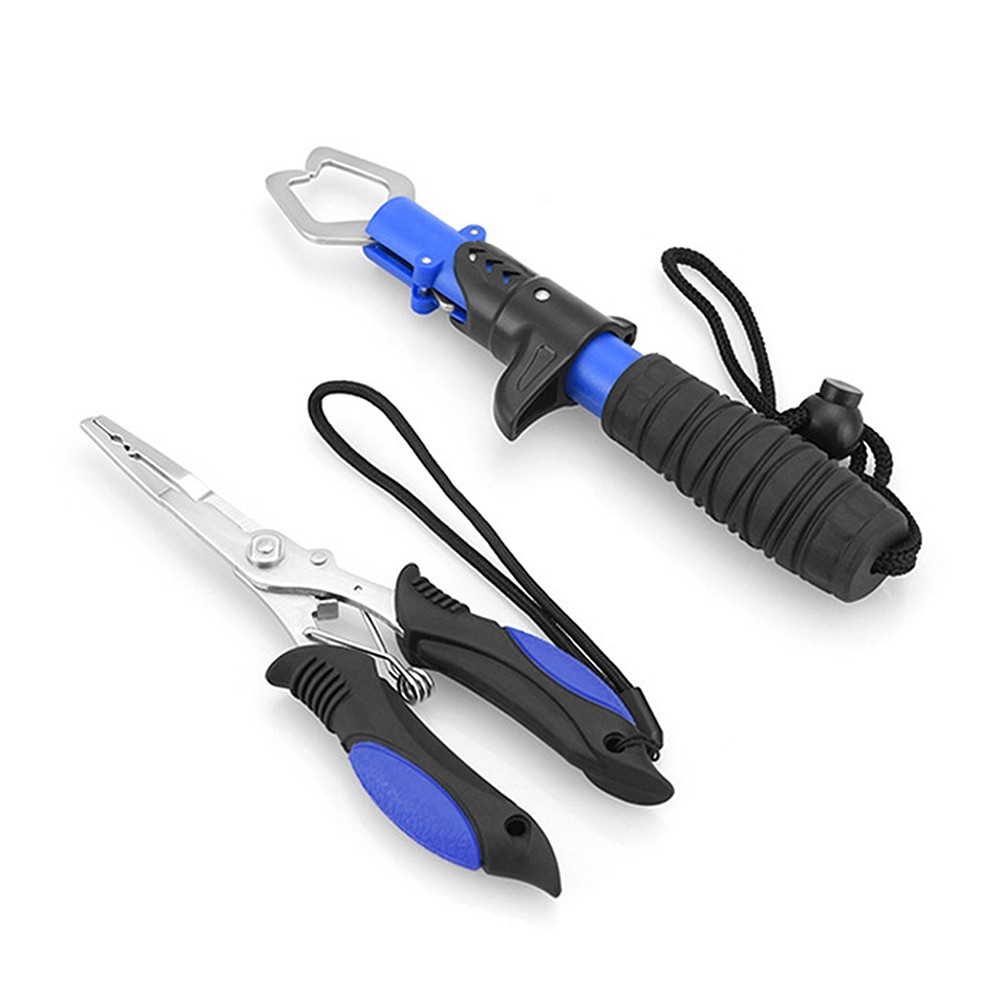 Herramientas De Aparejos De Pescado Acero Inoxidable Pesca Pinza De Pesca Alicates De La Pesca Cortadores De Trenzas Pescado Líquito Grip Manija - Azul