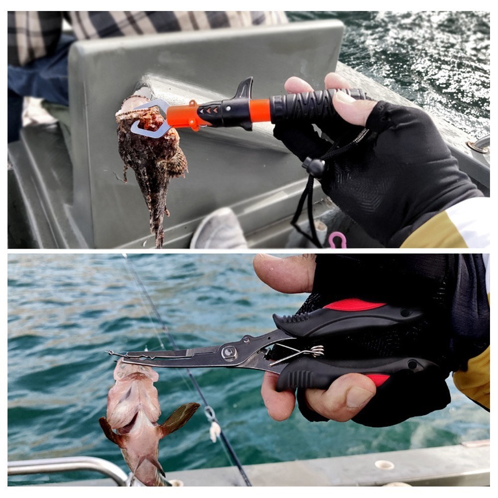 Herramientas De Aparejos De Pescado Acero Inoxidable Pesca Pinza De Pesca Alicates De La Pesca Cortadores De Trenzas Pescado Líquito Grip Manija - Azul