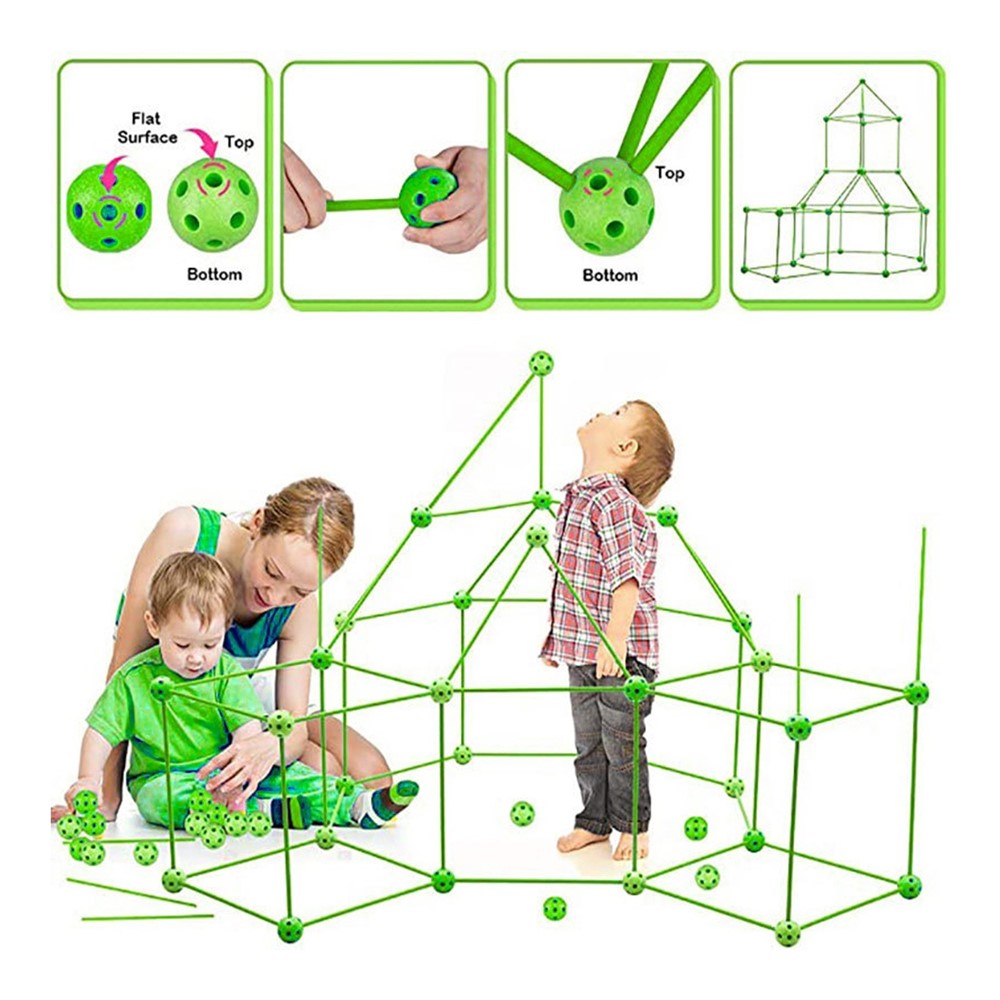 88PCS / SET KIT DE CONSTRUCTION DE BÂTIMENT FORT ENFANTS DIY Castle Tunnel Jouer Tente Fort Builder Tige Jeu D'apprentissage Pédagogique Pour Les Enfants De Plus De 3 Ans