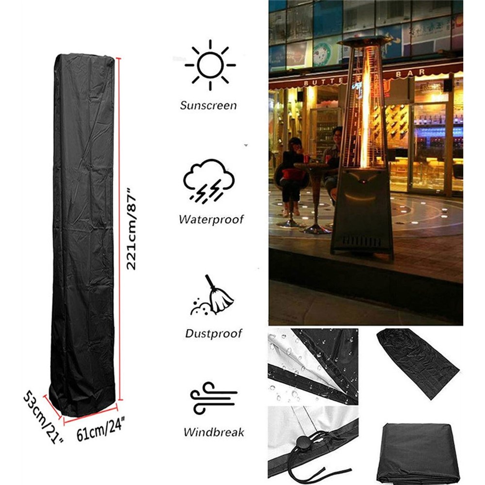 Outdoor Gas Heater Cover Oxford Cloth Waterproof Patio Heater Hood Protective Cover with Drawstring-5