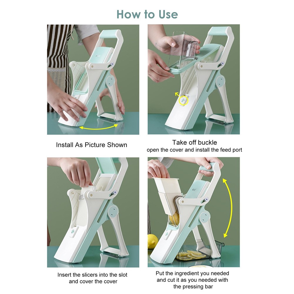 Coupes de Légumes Manuel D'aliments D'alimentation Choppeur Multifonctionnel Multifineral Meat Slicer Raidder (sans Certification de la Fda) - Vert