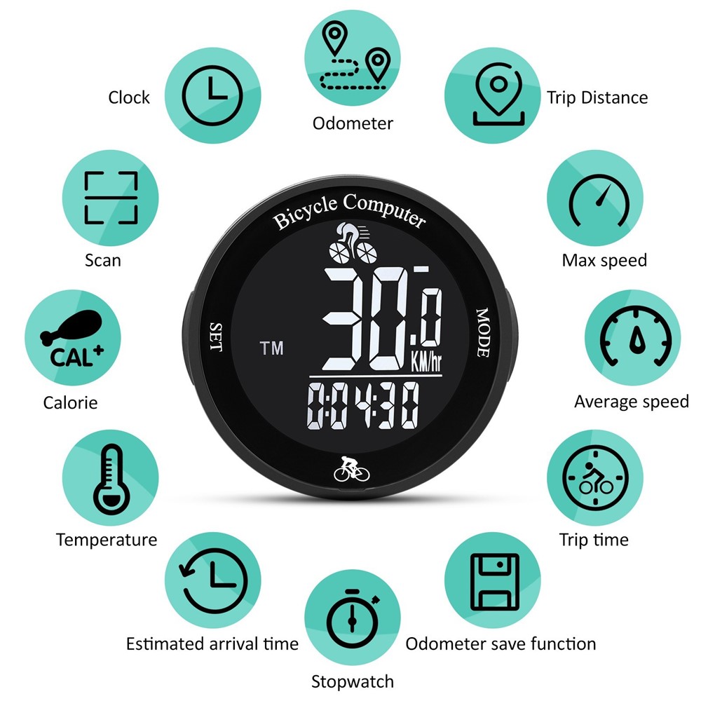 Waterproof Wireless Bike Computer Multi-Functional LCD Screen Bicycle Odometer Cycling Speedometer Mountain Bike Speedo Meter - Style 2-16