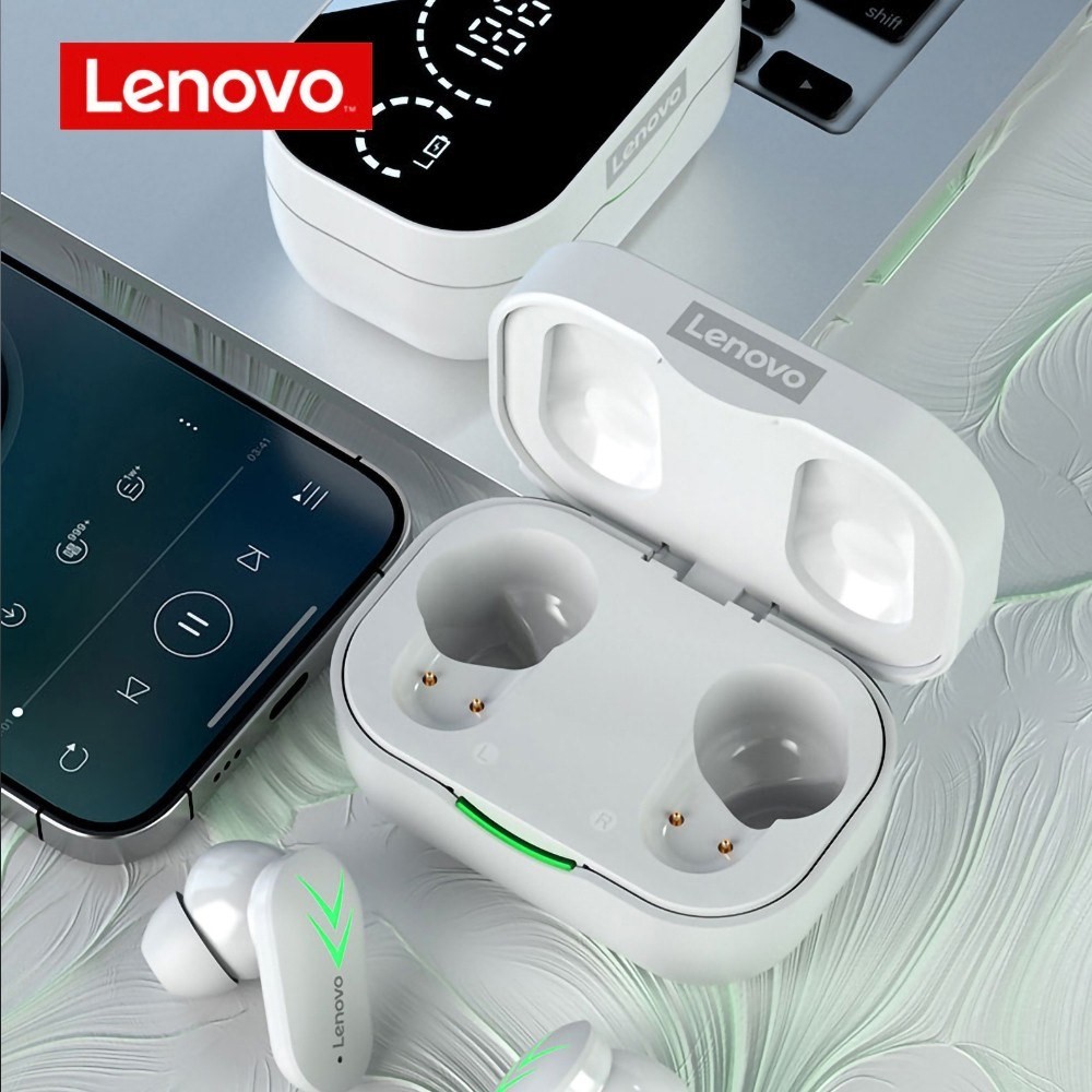 Lenovo XT82 Wireless Ohrhörer Bluetooth 5.1 Kopfhörer Stereo In-Ear-Ohrhörer Mit LED-Batterieanzeige - Weiß