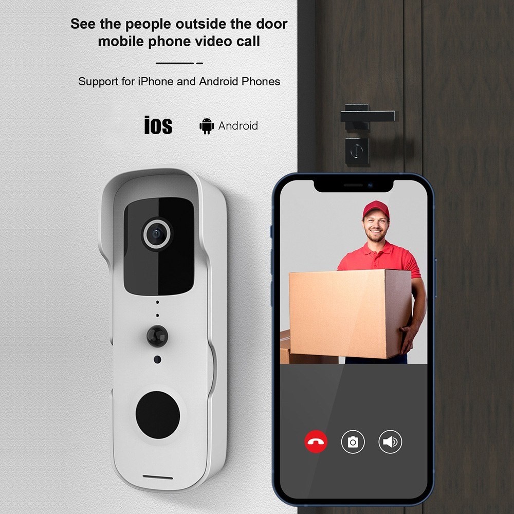 Smart Video Door Doorles Wireless Wifi WiFi Imperproof Home Home Door Camera App Contrôle Smart Contrôle - Blanche