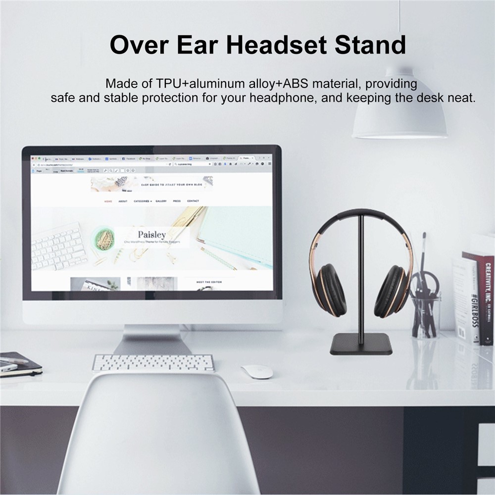 Z6 Aluminum Headphone Stand Desk Over-Ear Gaming Headset Holder Hanger Rack - Black-9