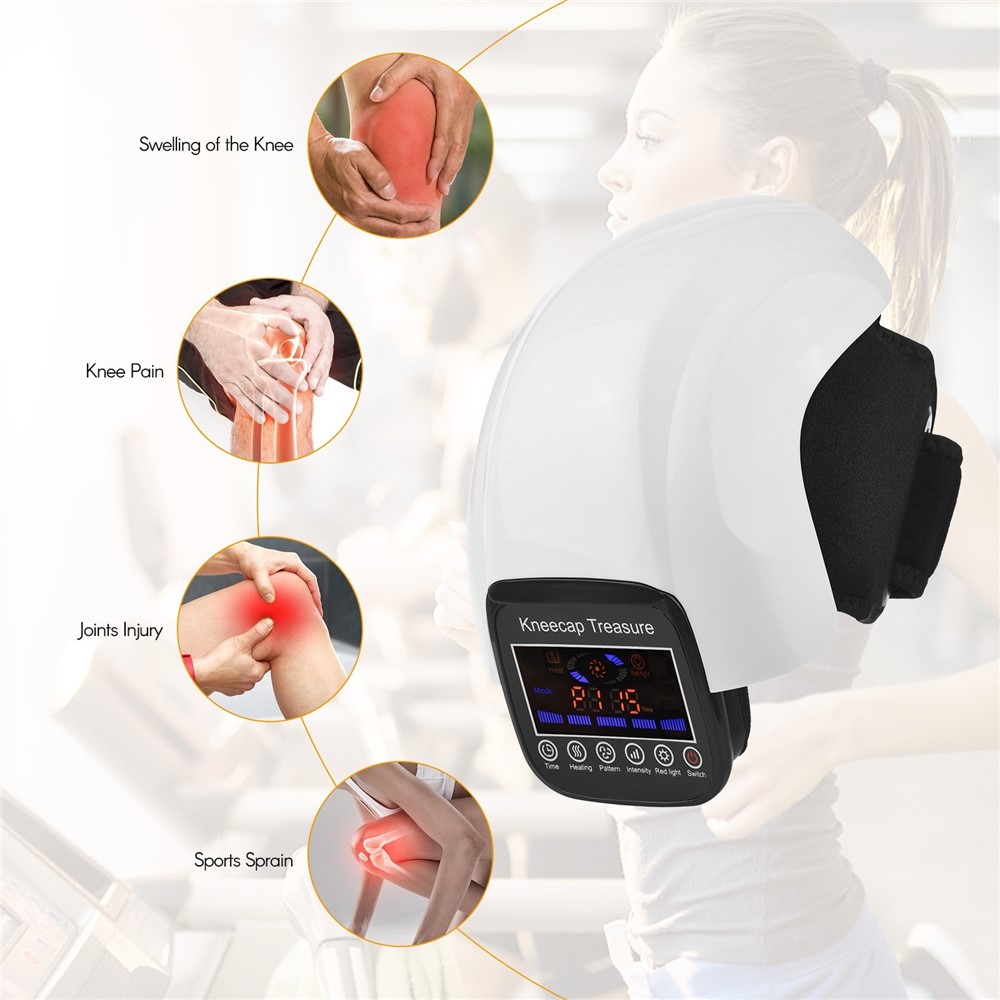 Wiederaufladbare Elektrische Schwingungs-Knie-Klammer Wrap Wireless Kniemassagegerät Für Gelenkschmerzentlastung Arthritis-Krämpfe Meniskusschmerz - Weiß