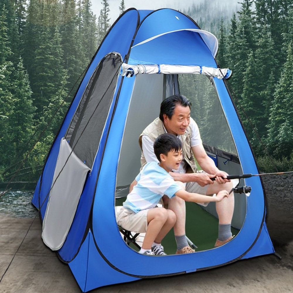 Percebida À Prova D'água Tent De Cabine De Cabine Da Família Ao Ar Livre Anti -UV Sun Shelter Para Acampar Viagens De Mochila Ao Ar Livre - Tamanho: M/azul