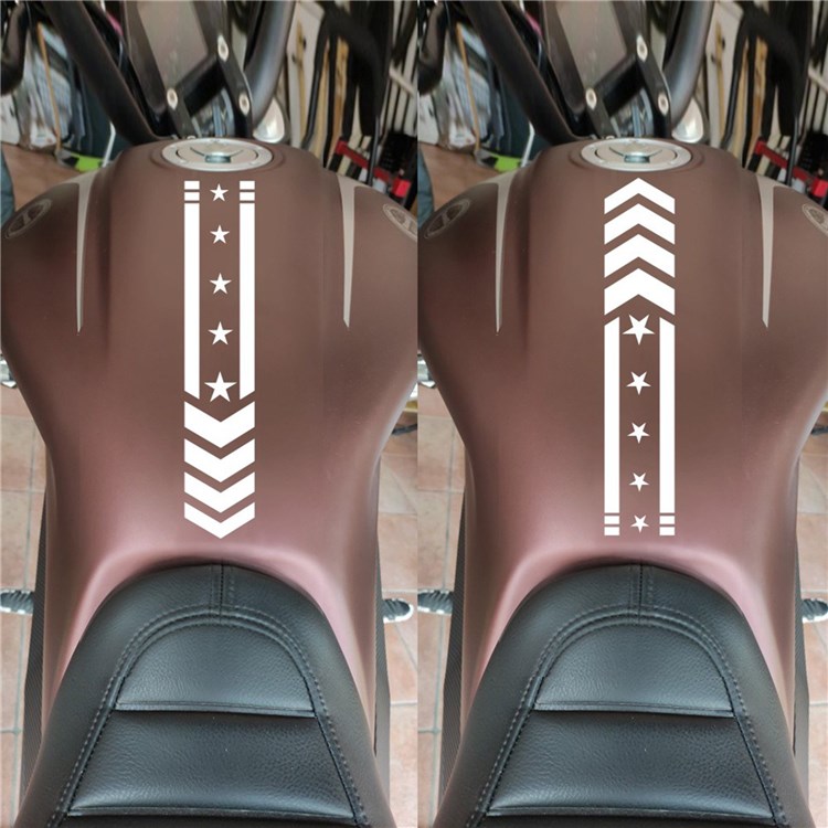 Motocicleta Elétrica Elegante Adesivos De Seta De Listra Define A Impermeabilização À Prova D'água Fender Paste Tape Decalel Fuel Tank Sticker Modificação DIY - Branco-7