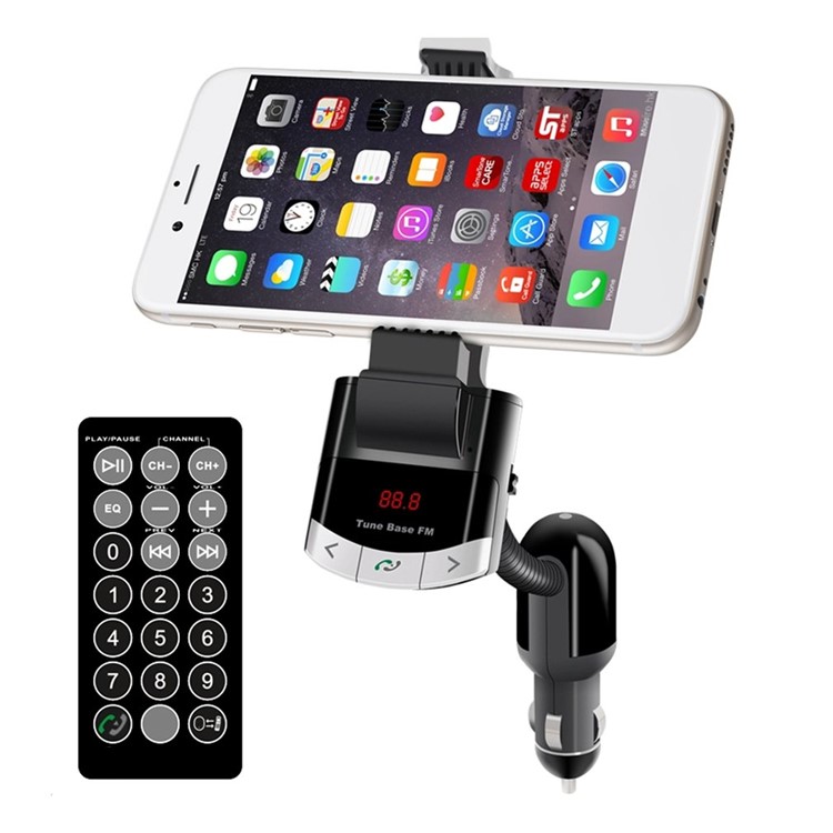 

Vehicle-mounted Bluetooth 2.1 Handsfree FM Transmitter Car Charger MP3 Player Smart Phone Holder Kit - Black