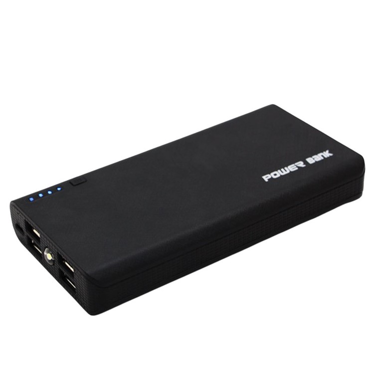 

20000mAh Portable 4 USB Ports External Backup Battery Power Bank with LED Light - Black
