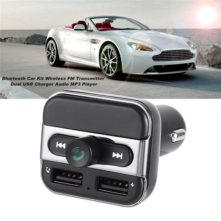 

BT20 Bluetooth Car Kit Wireless FM Transmitter Dual USB Charger Audio MP3 Player - Black