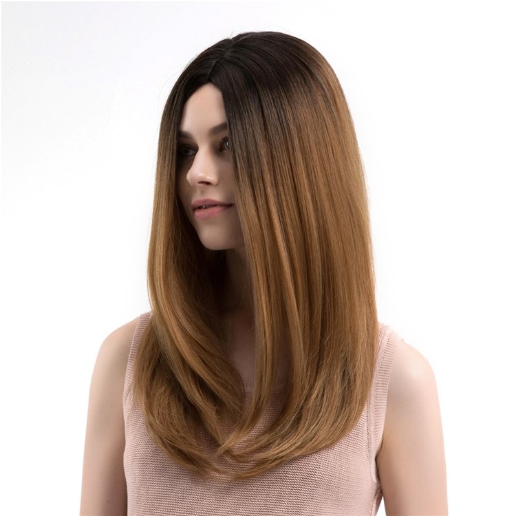 Wig365 Women Light Brown Long Straight False Hair Synthetic Hair