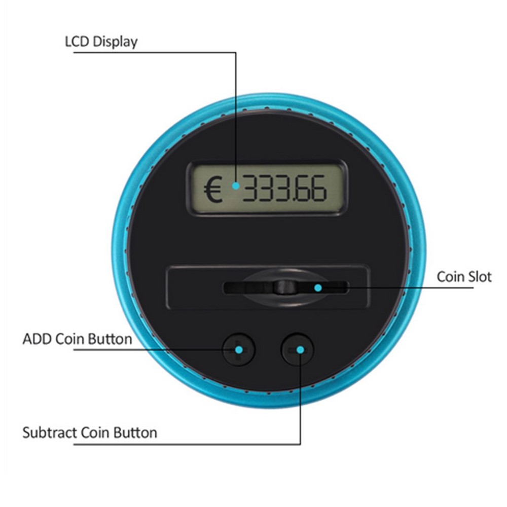 Conteo Digital Electrónico Coin Bank LCD Muestra de Dinero de Ahorro de Dinero Contador Jar - Euro