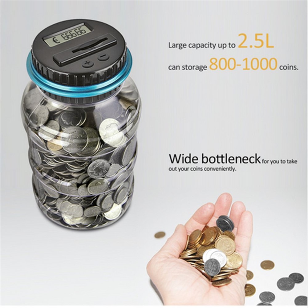 Electronic Digital Counting Coin Bank LCD Afficher le Compteur de Pot de Sauvegarde de L'argent - Euro