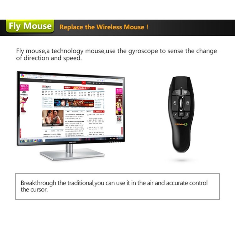 

LEFANT F8 2.4G Wireless Presenter with Red Laser Power Point Air Flying Mouse