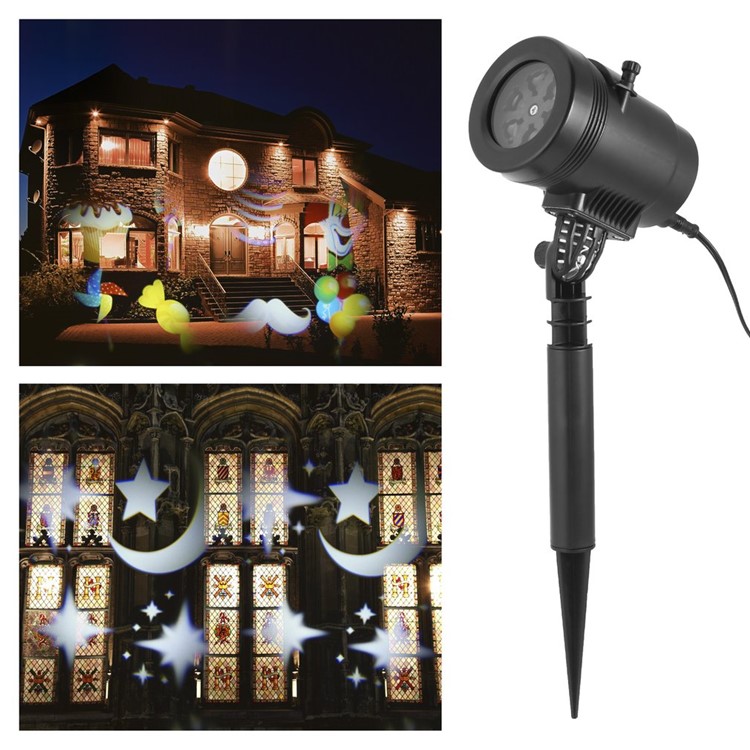 

Waterproof 4 x 1.5W LED Laser Dynamic Film Projector Christmas Decoration Light - Black / EU Plug