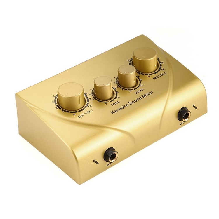 

Professional Karaoke Sound Mixer Portable Audio System Machine Mini Digital Mixer - Gold