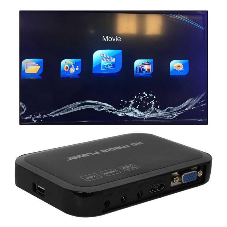 

H6W Mini Portable Full HD 1080P HDMI VGA AV USB Hard Disk U Disk Player - EU Plug