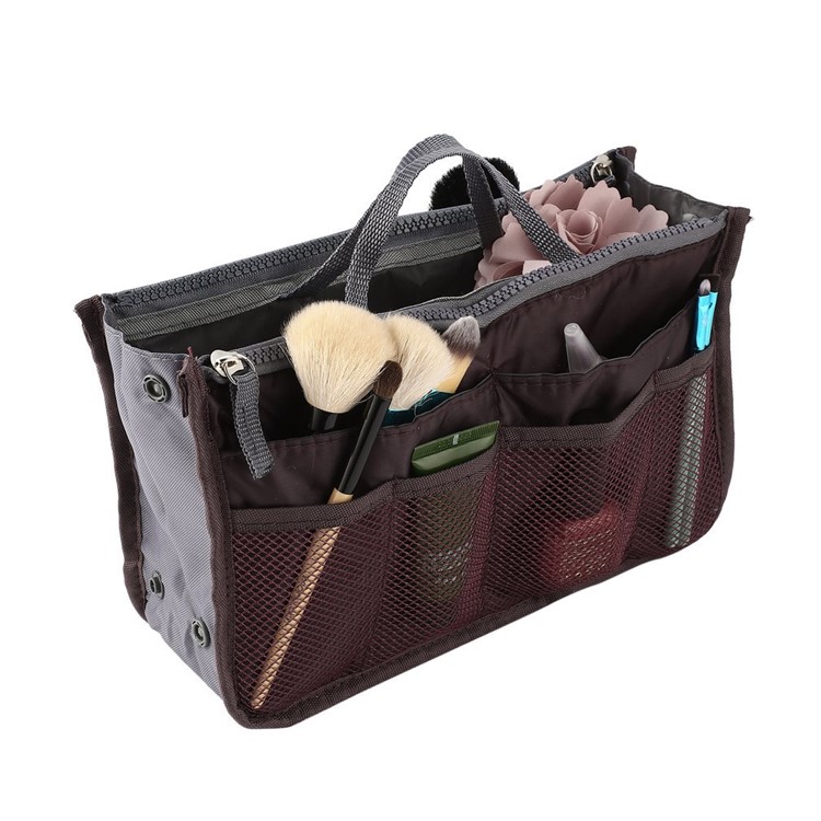 Purchased Portable Travel Makeup Organizer Bag Double Zipper Wine Red Purchased Portable Travel Makeup Organizer Bag Double Zipper Wine Red