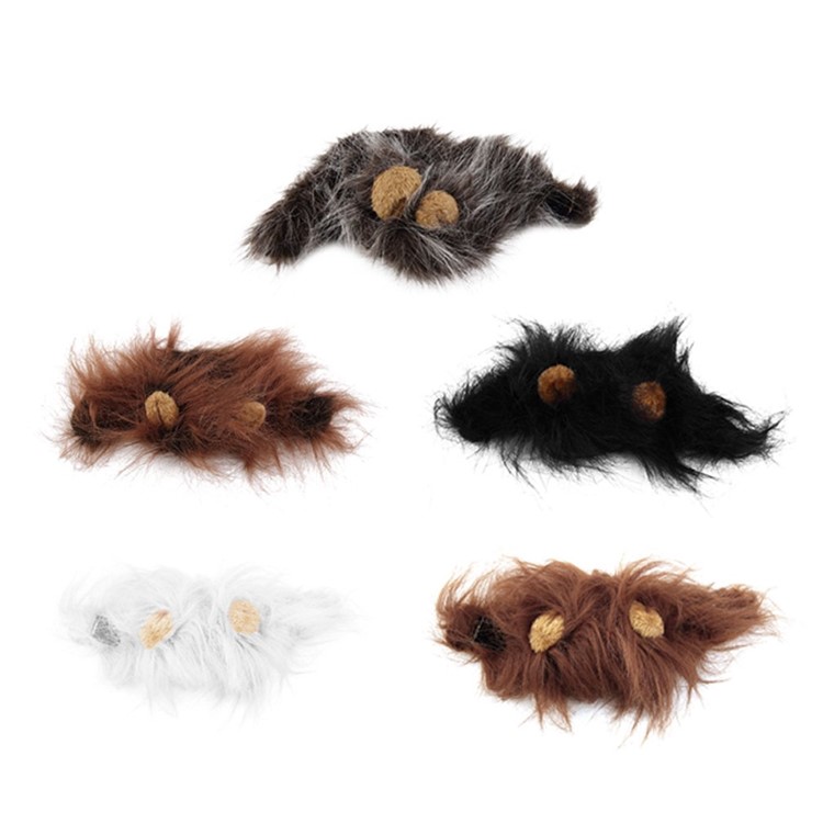 Pet Costume Lion Mane Wig for Cat Halloween Christmas Party Dress Up with Ear - Grey-8
