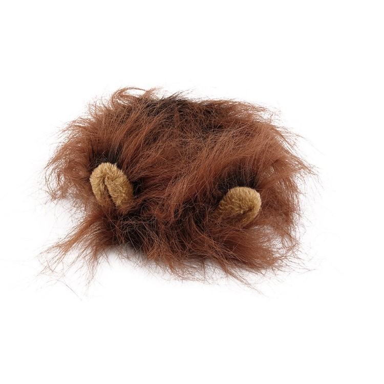 Pet Costume Lion Mane Wig with Ear Halloween Christmas Party Dress Up for Cat - Black + Brown-2