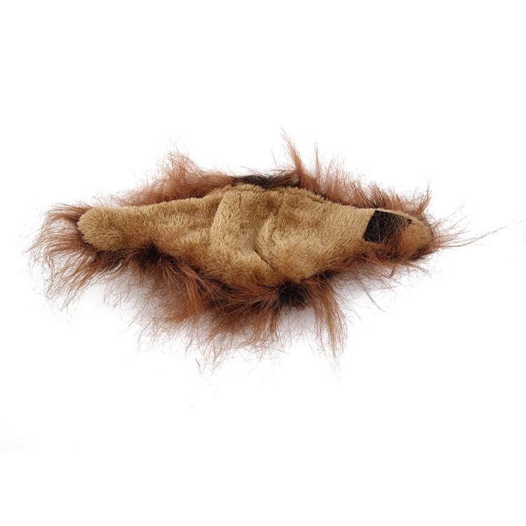 Pet Costume Lion Mane Wig with Ear Halloween Christmas Party Dress Up for Cat - Black + Brown-4