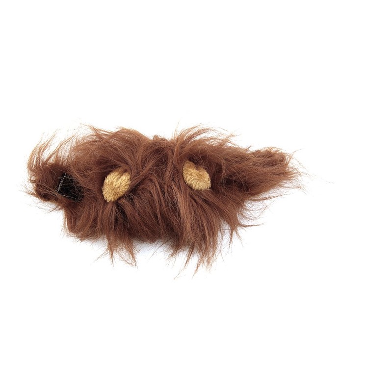 Cat Halloween Christmas Party Dress Up Pet Costume Lion Mane Wig with Ear - Brown-2
