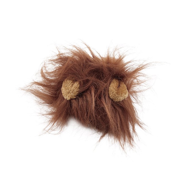 Cat Halloween Christmas Party Dress Up Pet Costume Lion Mane Wig with Ear - Brown-3