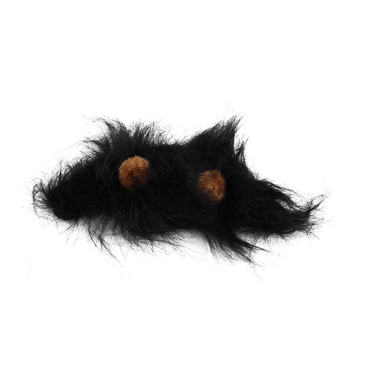 Pet Costume Lion Mane Wig with Ear Halloween Christmas Party Props for Cat - Black-2