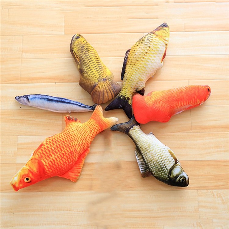 20cm Vivid Simulation Fish Plush Cat Toys - Grass Carp-12