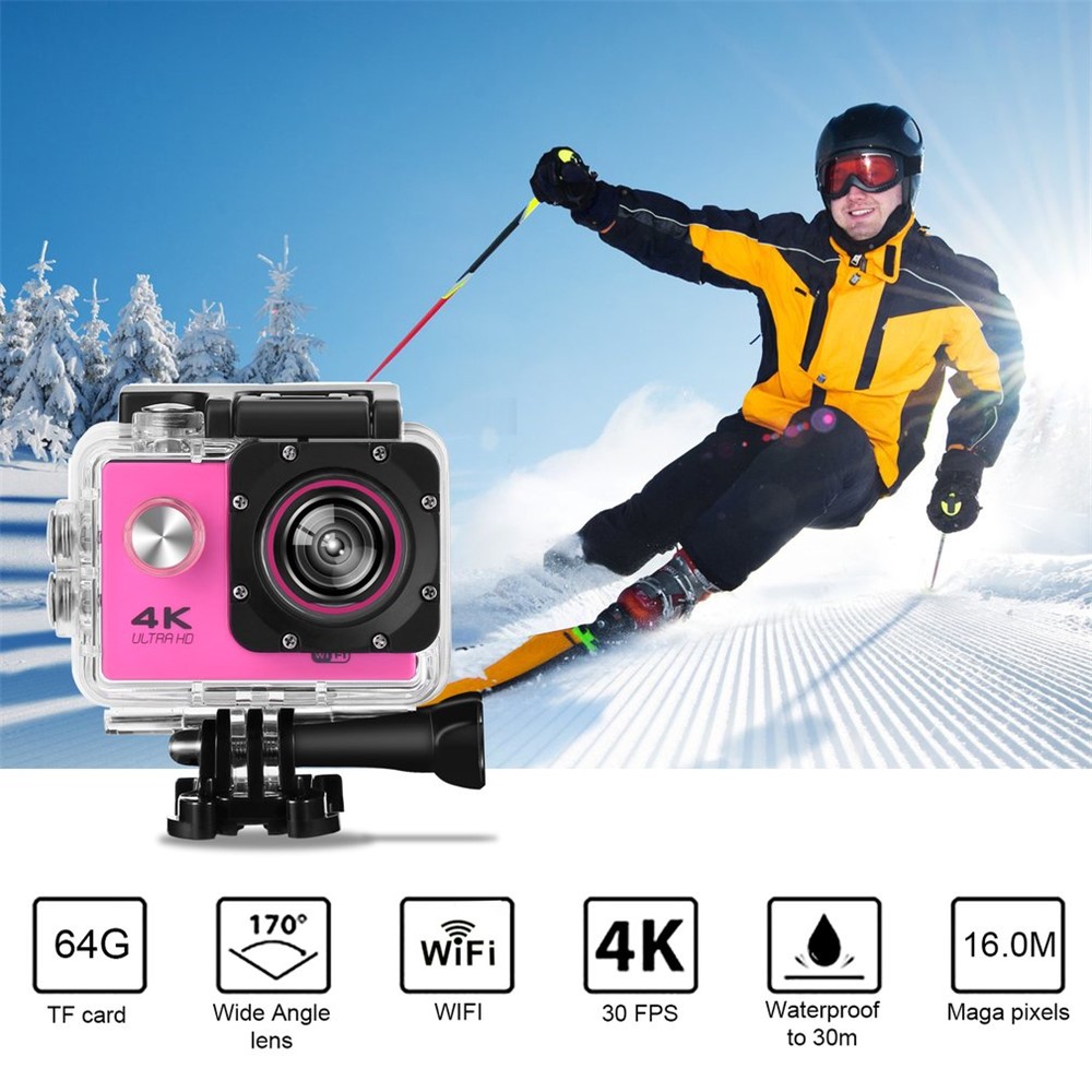 SJ60 2,0 Pouces LCD Imperméable 4K Wifi HD 1080p Camoraire de Caméra Sportive - Rose