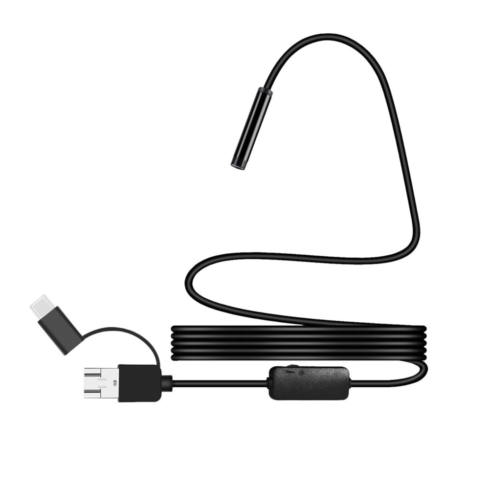 Micro Usb/tipo C/usb 3-1 HD Endoscópio Borsapapo à Prova D'água Tubo de Tubo Com 8 Luzes LED Brancas - 2m Fio Duro