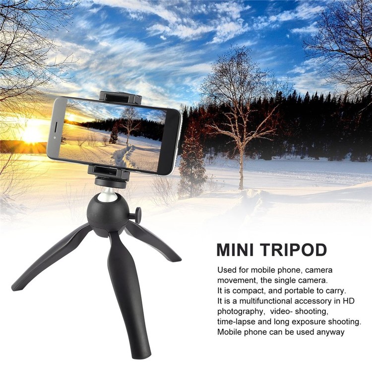 

Portable Camera Tabletop Mini Tripod Travel Tripod for Mobile Phone Camera K3 - Black