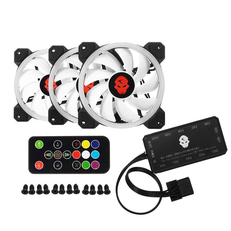 

Double Ring 366 Modes 10 Level RGB LED Computer PC Cooler Cooling Fan 120mm - 3PCS / With Remote Control