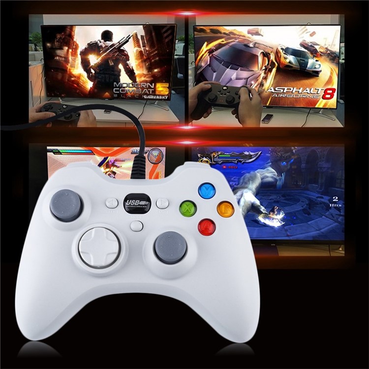 

Wired Gamepad USB Port Controller Ergonomic Design Joystick for PC Gaming - White