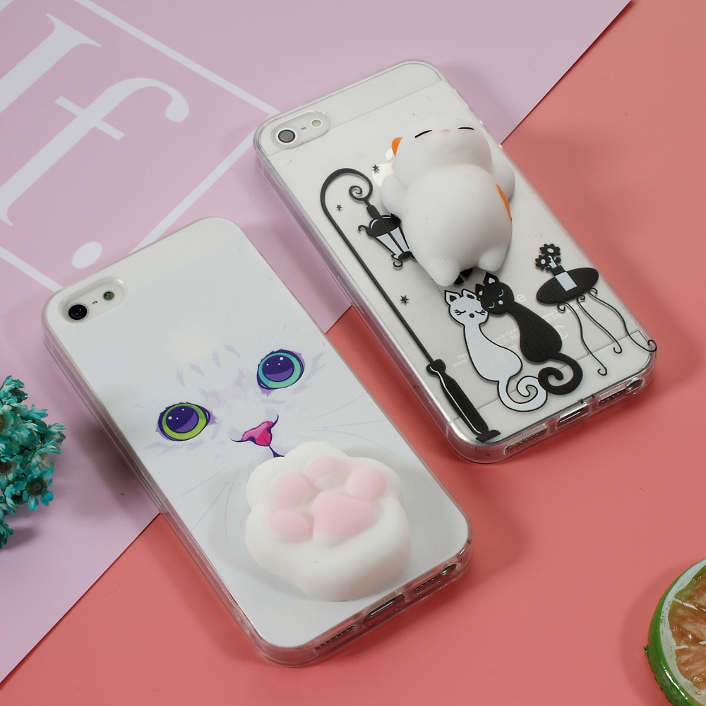 Squishy 3D Silicone Kneading Cat Paw TPU Gel Case for iPhone SE/5s/5 eBay