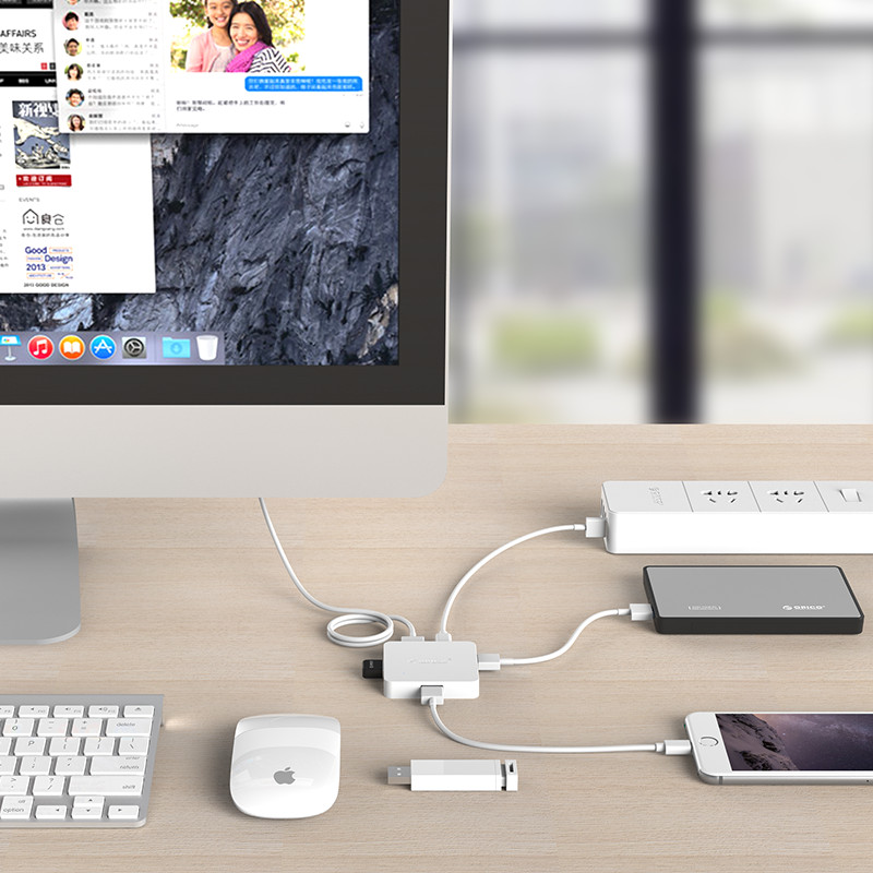 Free Shipping ORICO TA4U-U3 4 Ports USB 3.0 Square Hub Built-in OTG function