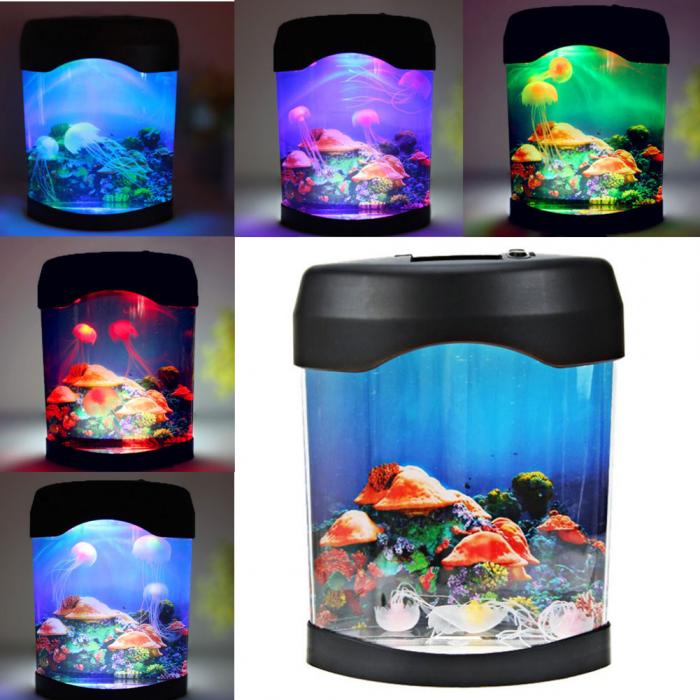 Creative Aquatic Mini Jelly Fish Tank Led Water Lamp Mood Night 1 X Manual