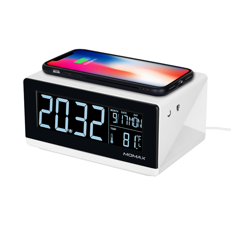 Details About Momax Alarm Clock Time Date Temperature Display With Qi Wireless Charging Pad