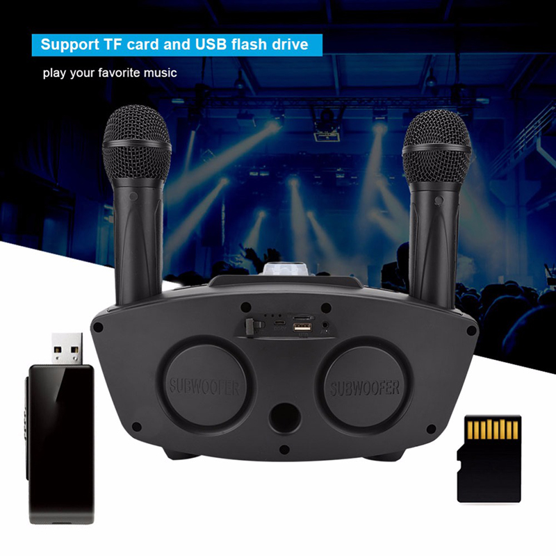 Eagle Eye Design SD-306 Bluetooth Family KTV Portable Alto Com Dois Microfones Sem Fio - Preto